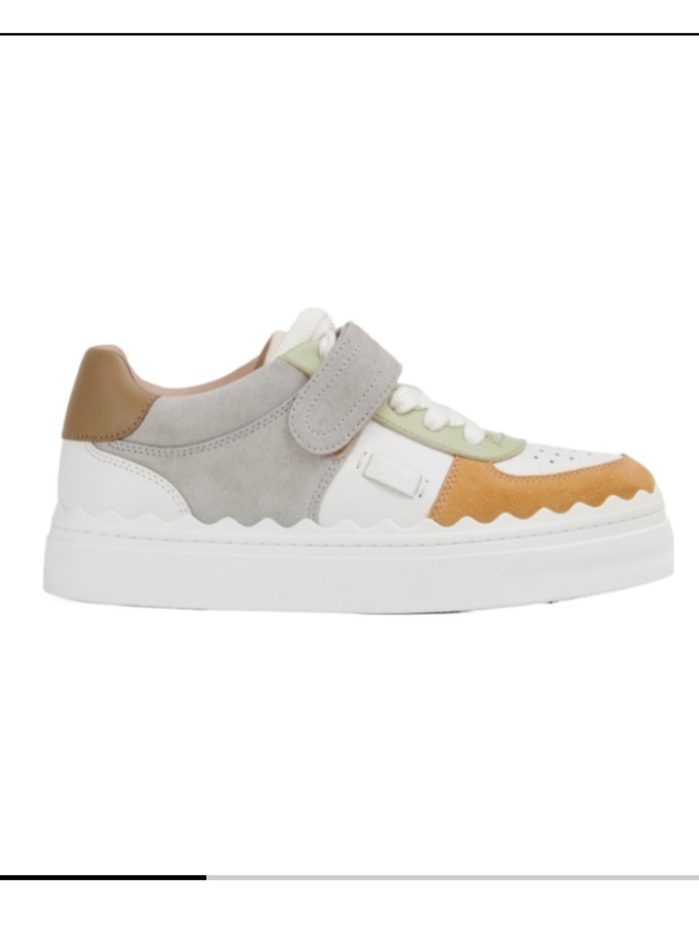Chloé Multicolor Scalloped Leather & Suede Sneakers